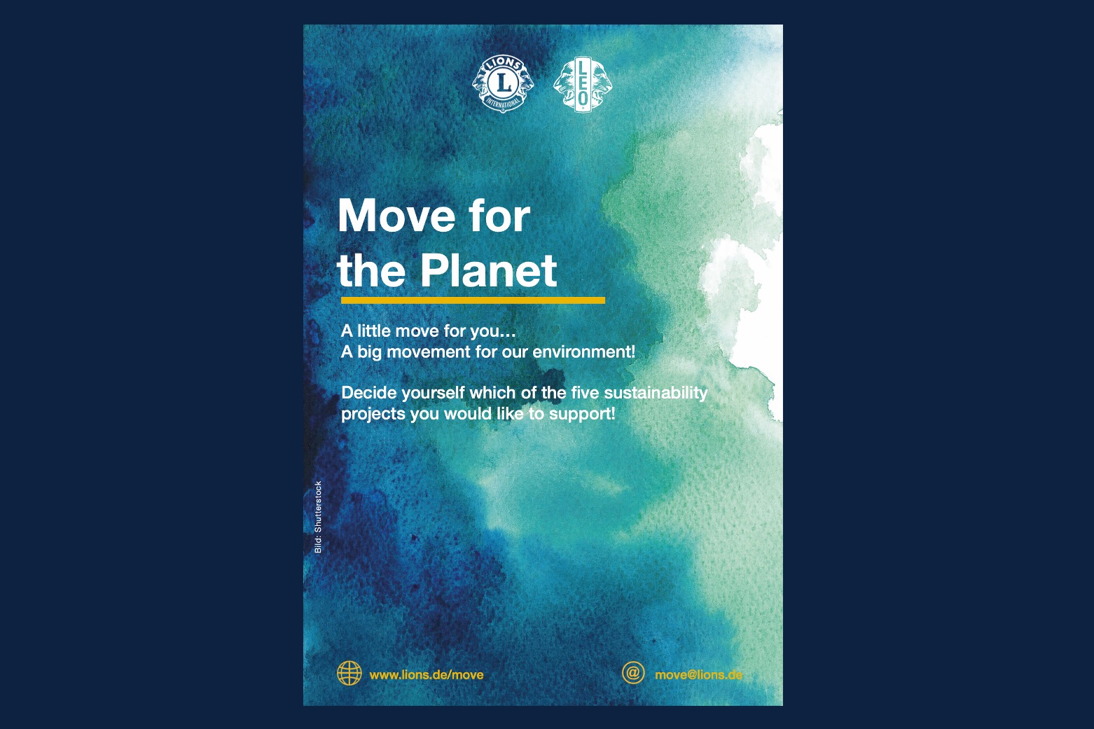 Deckblatt es Flyers zum Move for the Planet in englischer Sprache – Flyer Move for the Planet in English